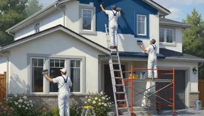 House painters in Highland Park, IL applying exterior paint for lasting Midwest weather protection